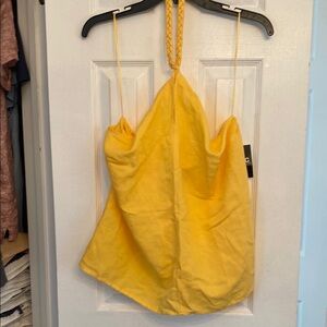 Yellow halter braided Strap Top